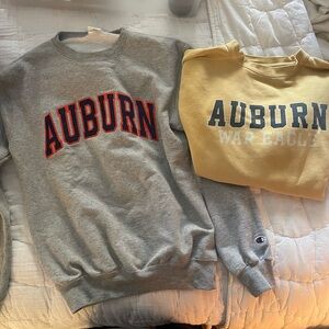 Comfort Colors Auburn Yellow Crewneck Sweatshirt and Champion Grey Sweatshirt
